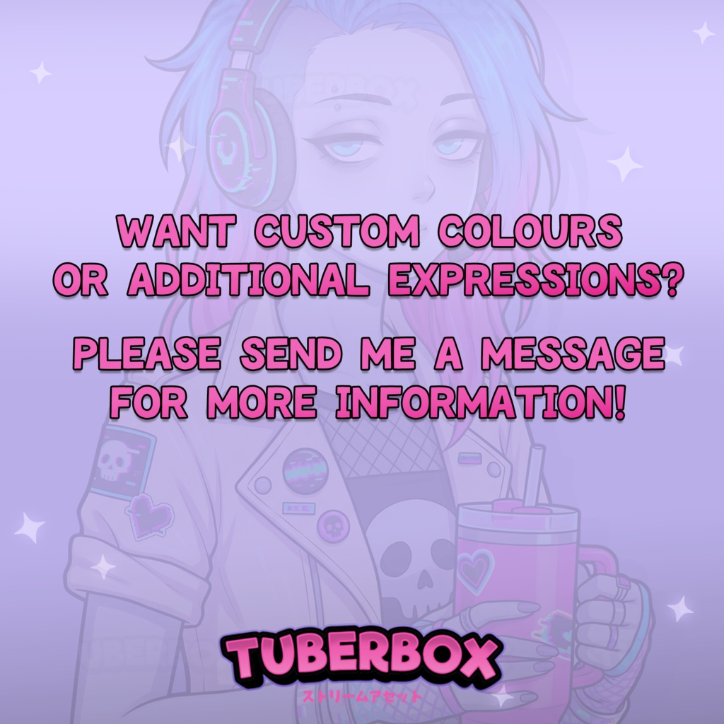 Female PNGTuber - PNGTuber Neon Girl - Premade PNG Tuber Model - Twitch Avatar, GIFTuber