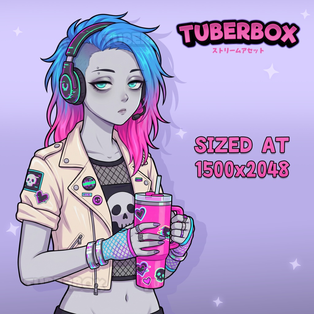 Female PNGTuber - PNGTuber Neon Girl - Premade PNG Tuber Model - Twitch Avatar, GIFTuber