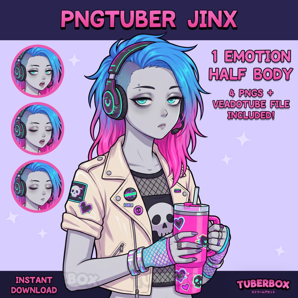 Female PNGTuber - PNGTuber Neon Girl - Premade PNG Tuber Model - Twitch Avatar, GIFTuber 