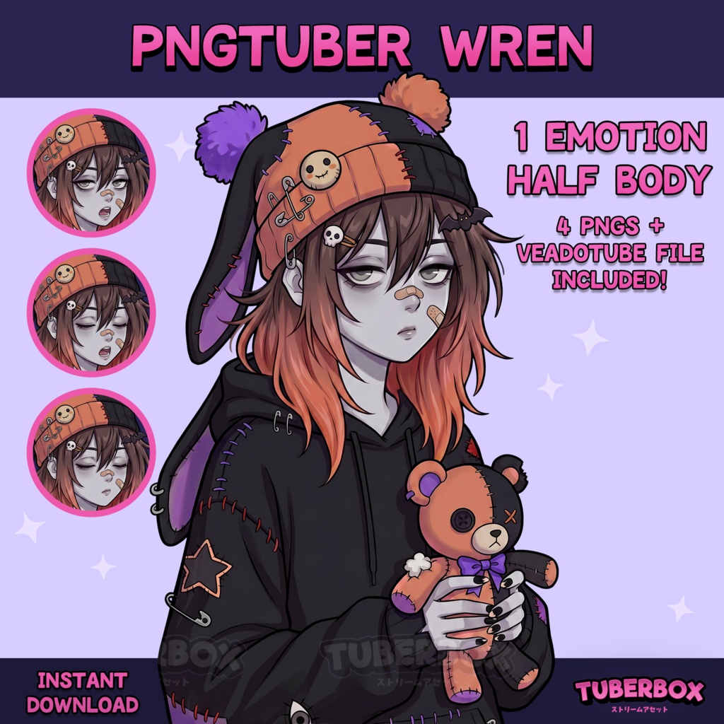 Female PNGTuber - Creepy Emo Girl Premade PNGTuber - PNG Tuber Model - Twitch Avatar, GIFTuber