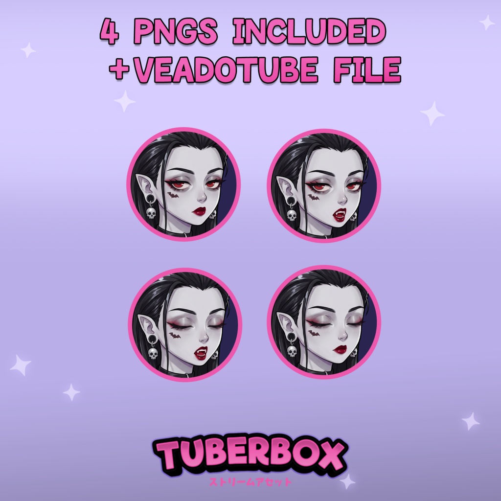 Female PNGTuber - Vampire Bartender Premade PNGTuber Girl with Emotes - PNG Tuber Model, GIFTuber