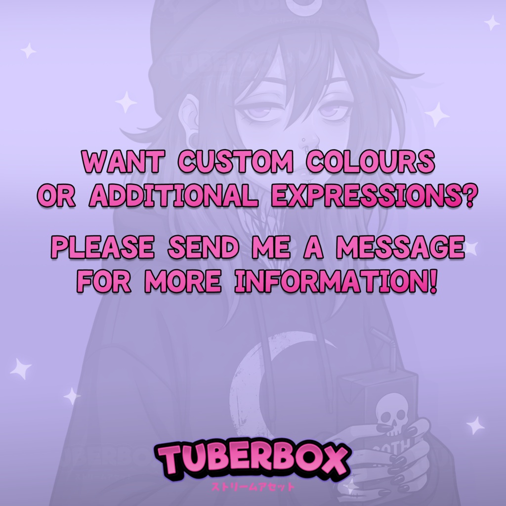 Female PNGTuber - Emo Premade PNGTuber Girl with Emotes - Black Hair Grunge PNG Tuber Model - Twitch Avatar, GIFTuber