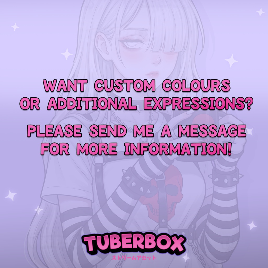 Female PNGTuber - White Hair Premade PNGTuber Girl with Emotes - Anime Punk Emo PNG Tuber Model - Twitch Avatar, GIFTuber