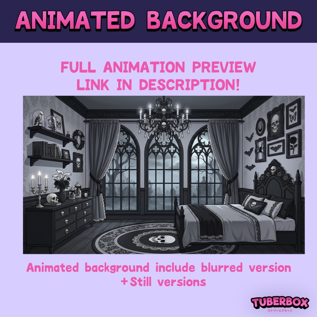 Female PNGTuber - Goth Premade PNGTuber Girl Bundle - Cute Gothic Victorian PNG Tuber Model - VeadoTube - Animated Background, VTuber Assets