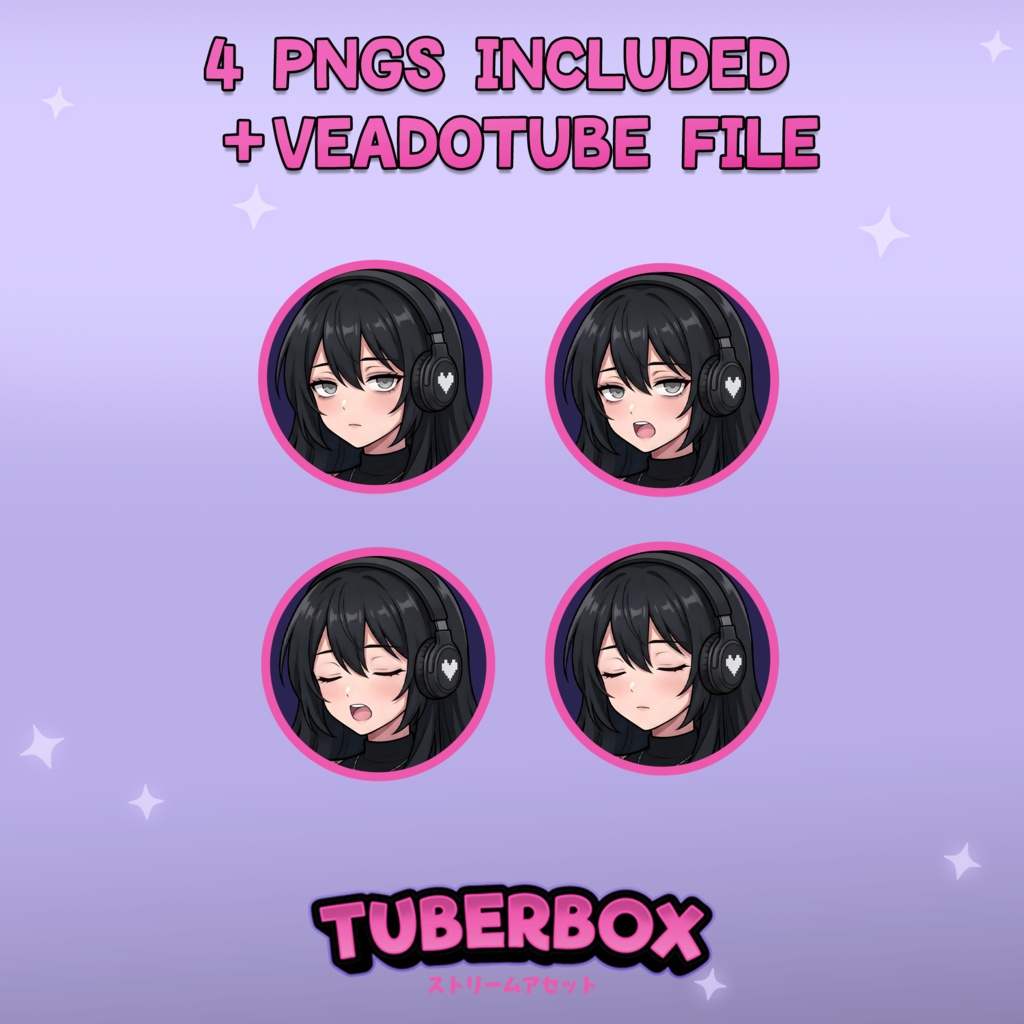 Goth Girl PNGTuber Model | Female Goth Gamer girl - Premade PNGTuber | Veadotube Model | Twitch Stream Avatar | Emo Dark Aesthetic