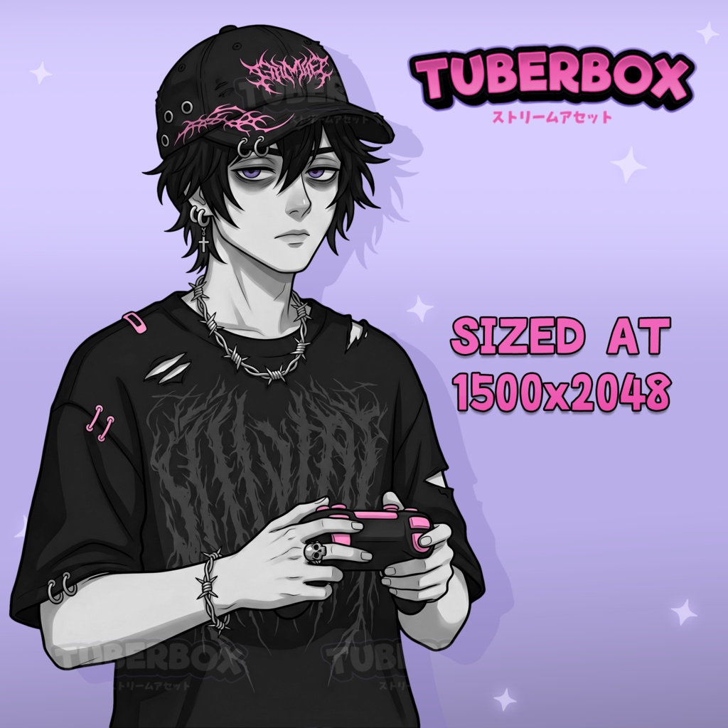 Emo Gamer PNGTuber Boy - Male PNGTuber - Premade PNG Tuber Model - VeadoTube - Twitch Avatar, GIFTuber - PNGTuber - Discord Reactive PNG