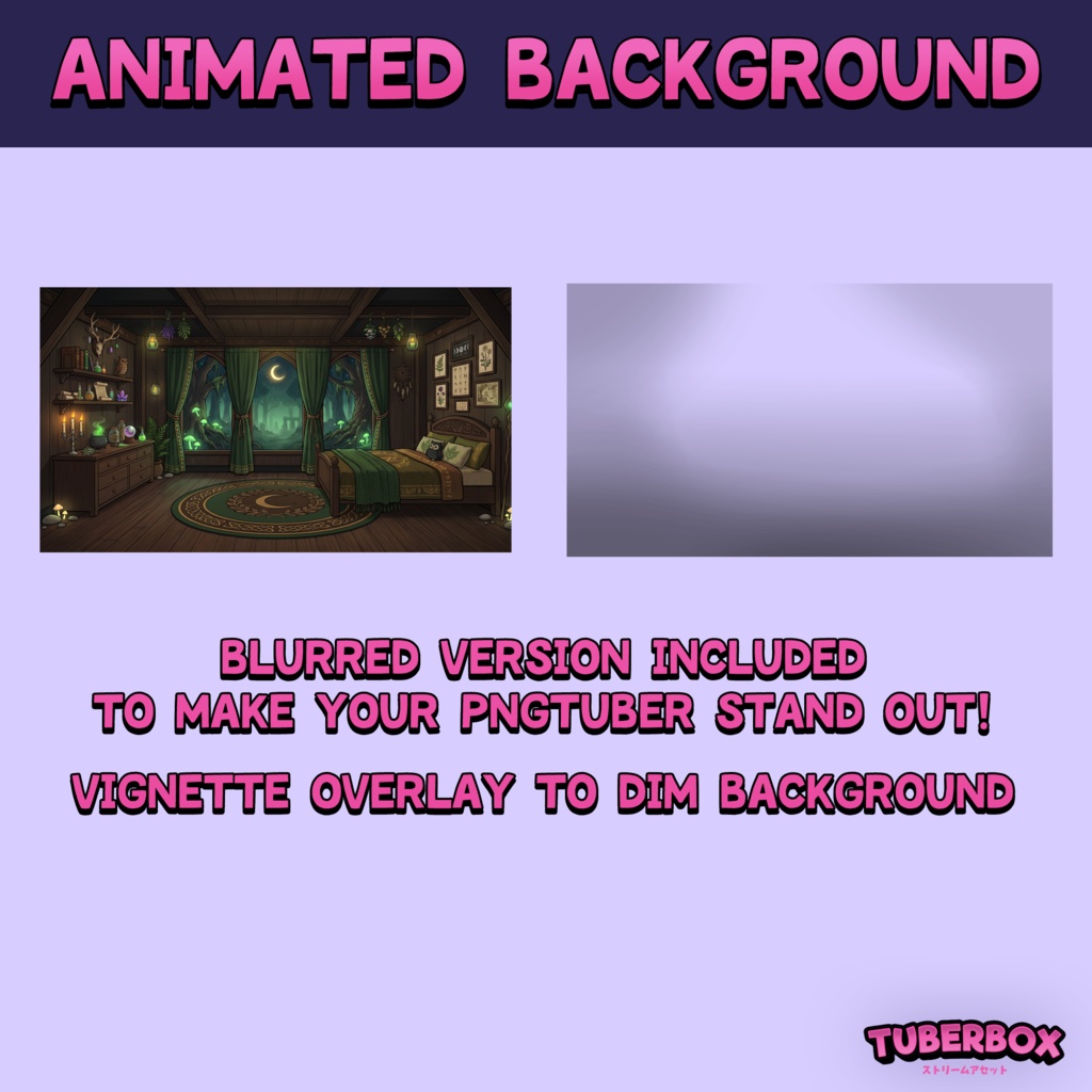 Female Premade PNGTuber Bundle - Earth Witch PNG Tuber Model - VeadoTube - Forest Cottage Vtuber Animated Background, VTuber Stream Assets
