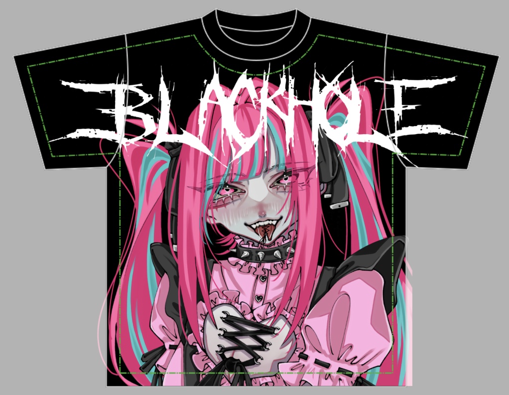 フルグラフィックTシャツ CORSET PIERCING Black 送料無料