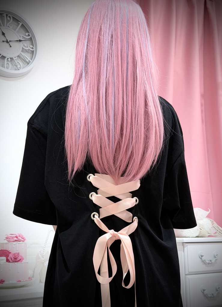 背面レースアップTシャツ Angel Black