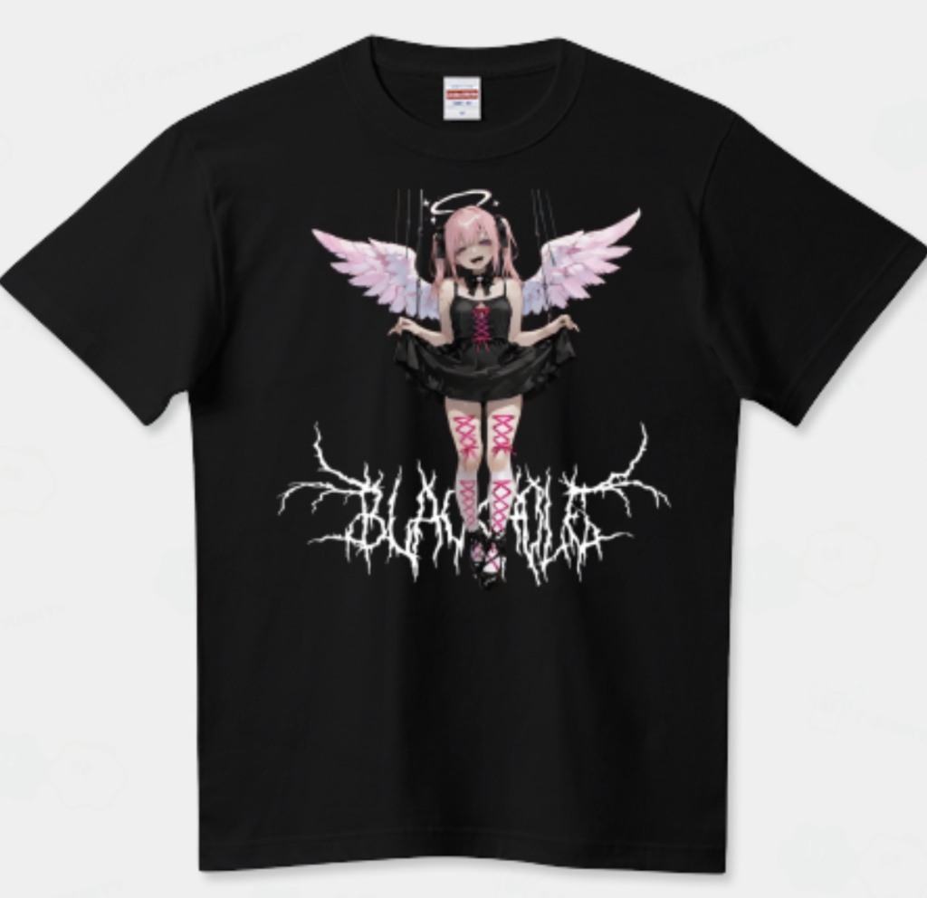 背面レースアップTシャツ Angel Black