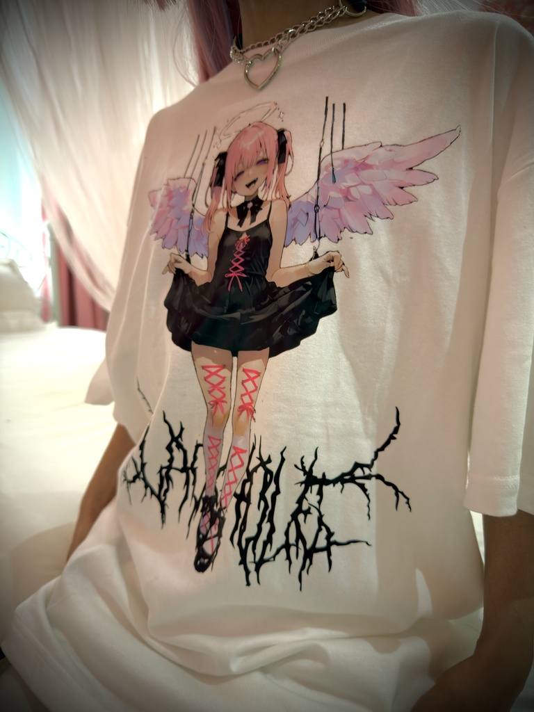 背面レースアップTシャツ Angel White
