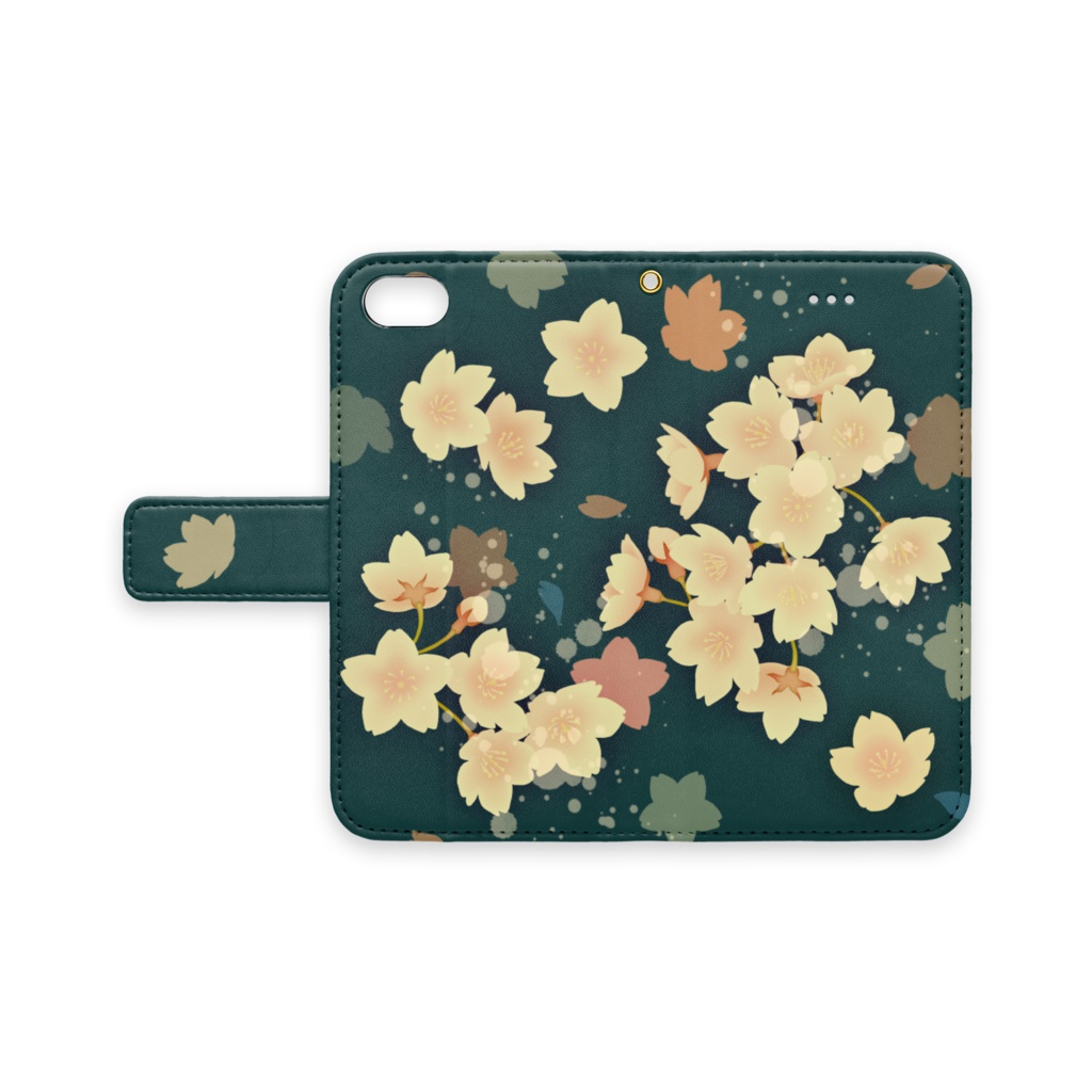 ストラップ穴(有/無) 手帳型iPhoneケース 桜 SAKURA (大正浪漫-たいしょうろまん-)