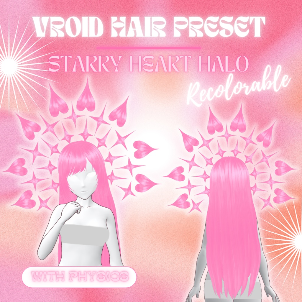 Starry Heart Halo | VRoid 髪型 Recolorable Hair Preset w/ Physics | Fantasy | Celestial | Angelic | Vtuber