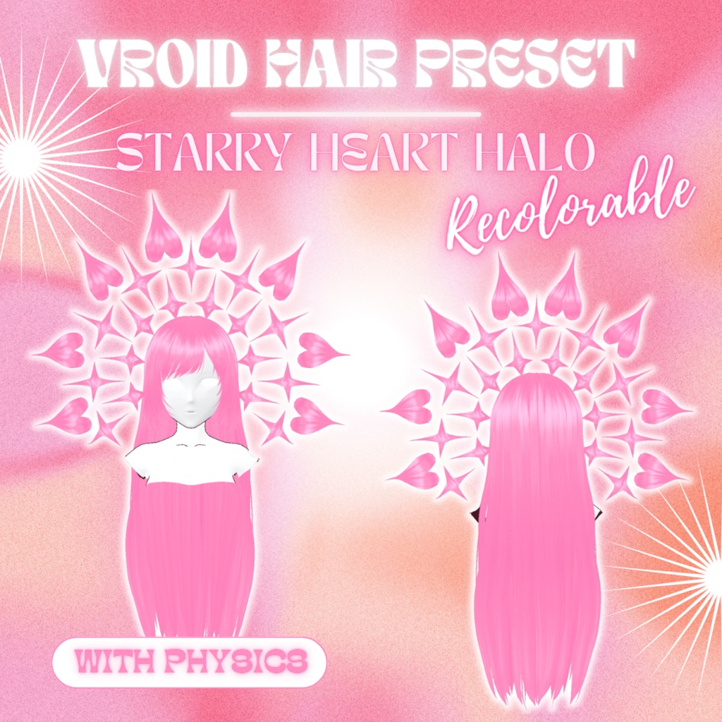 Starry Heart Halo | VRoid 髪型 Recolorable Hair Preset w/ Physics | Fantasy | Celestial | Angelic | Vtuber