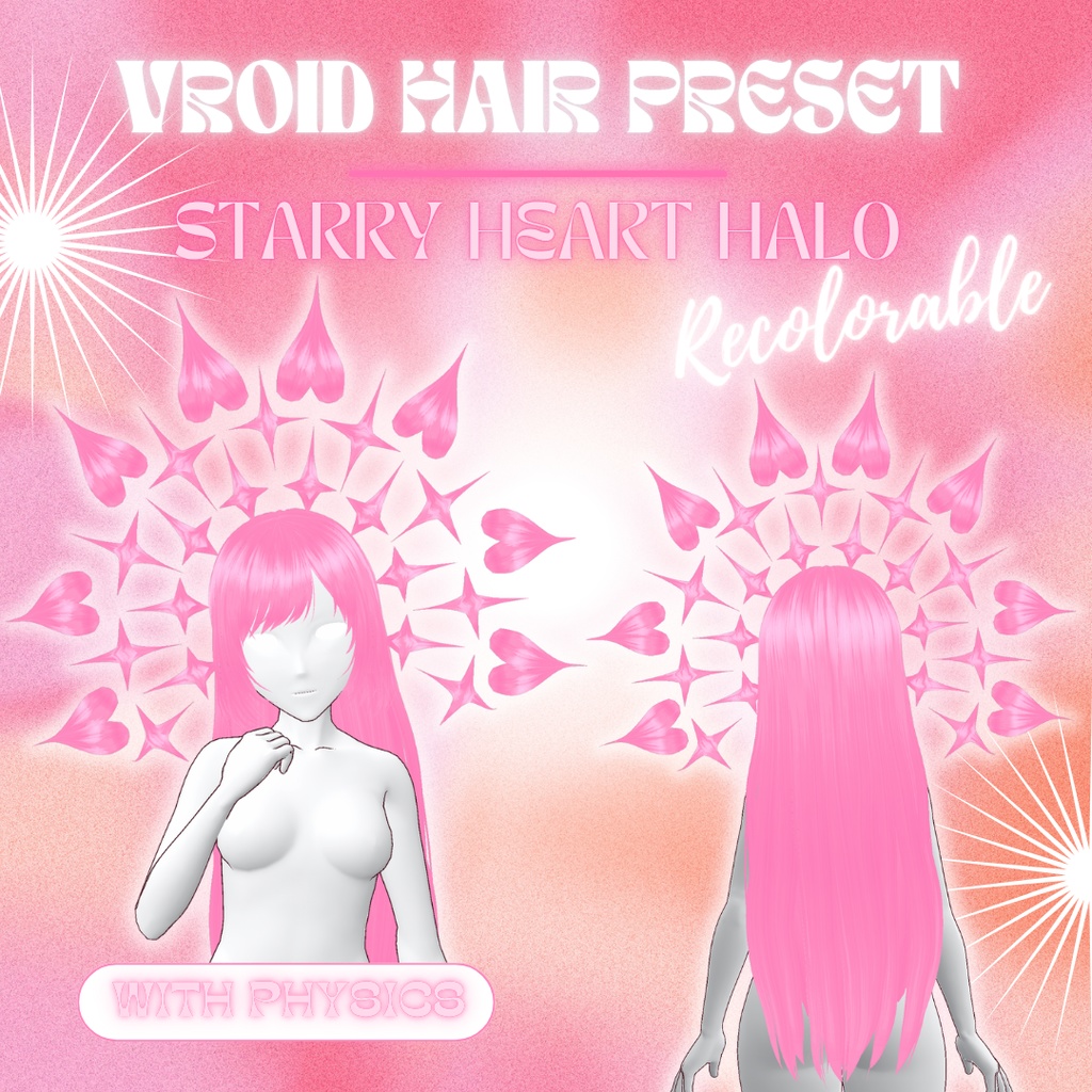 Starry Heart Halo | VRoid 髪型 Recolorable Hair Preset w/ Physics | Fantasy | Celestial | Angelic | Vtuber