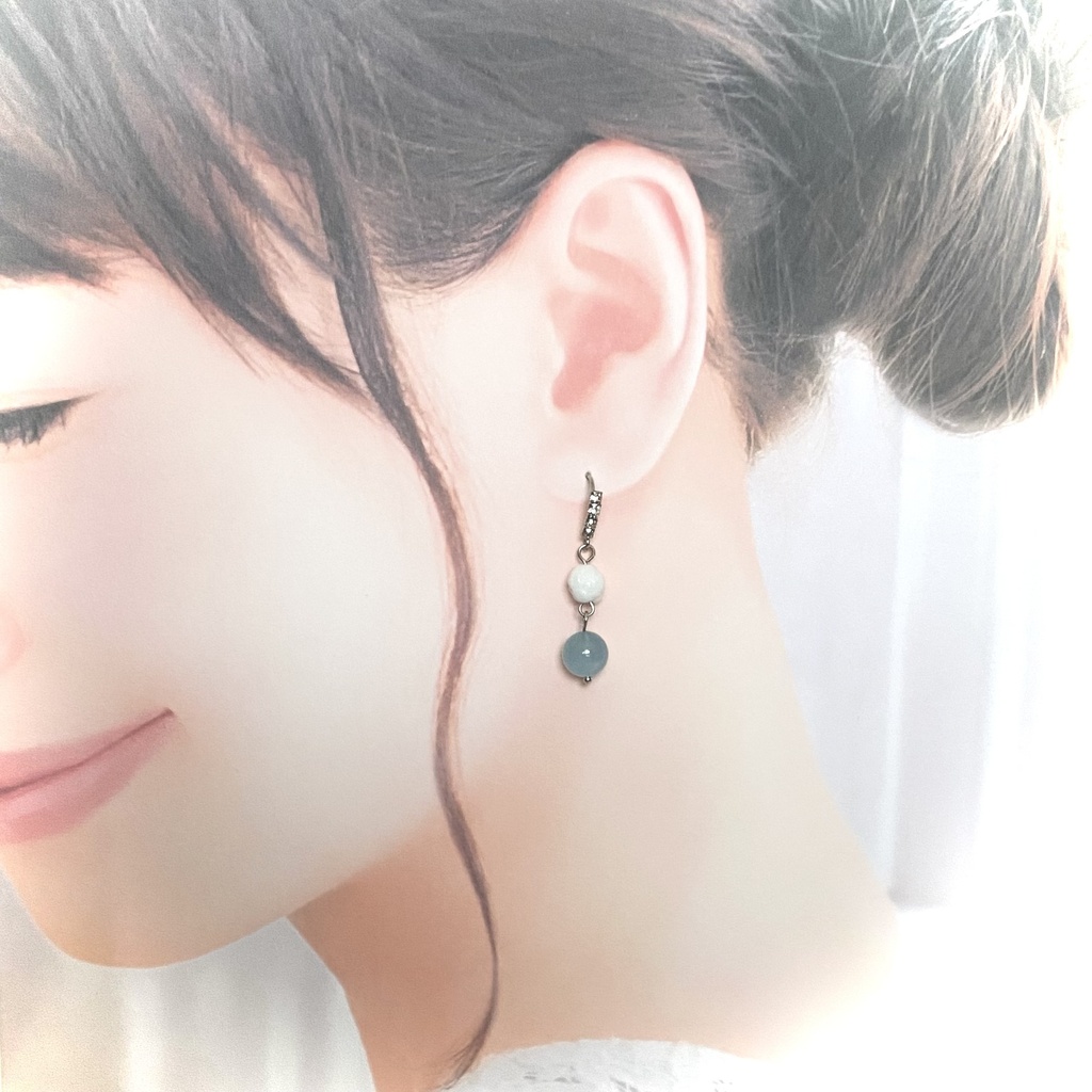 3月・7月1日の誕生石🌟アクアマリンピアス【pierced  ears No.033】Aquamarine Earrings