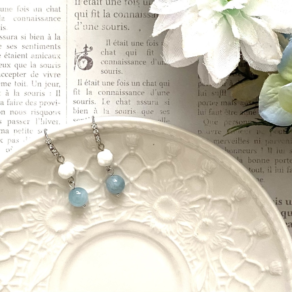 3月・7月1日の誕生石🌟アクアマリンピアス【pierced ears No.033】Aquamarine Earrings