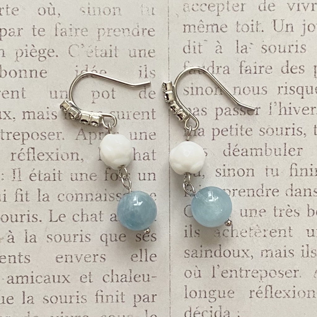 3月・7月1日の誕生石🌟アクアマリンピアス【pierced ears No.033】Aquamarine Earrings
