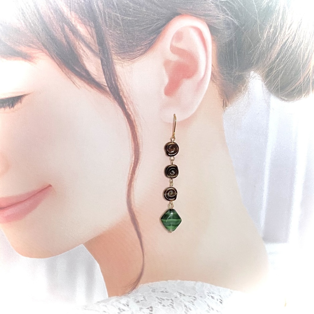 チェコガラスビーズピアス【pierced  ears No.34】
