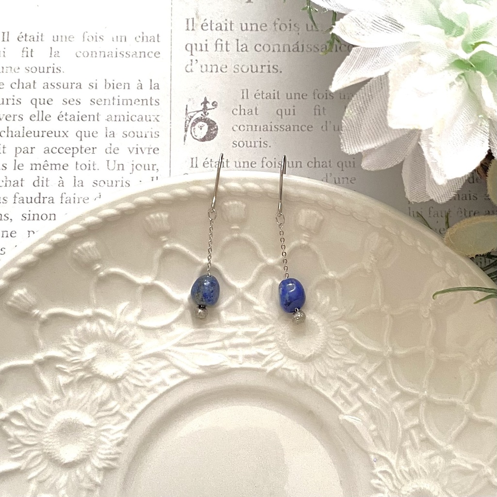 12月・9月19日・10月27日の誕生石🌟ラピスラズリピアス【pierced ears No.036】Lapis Lazuli Earrings