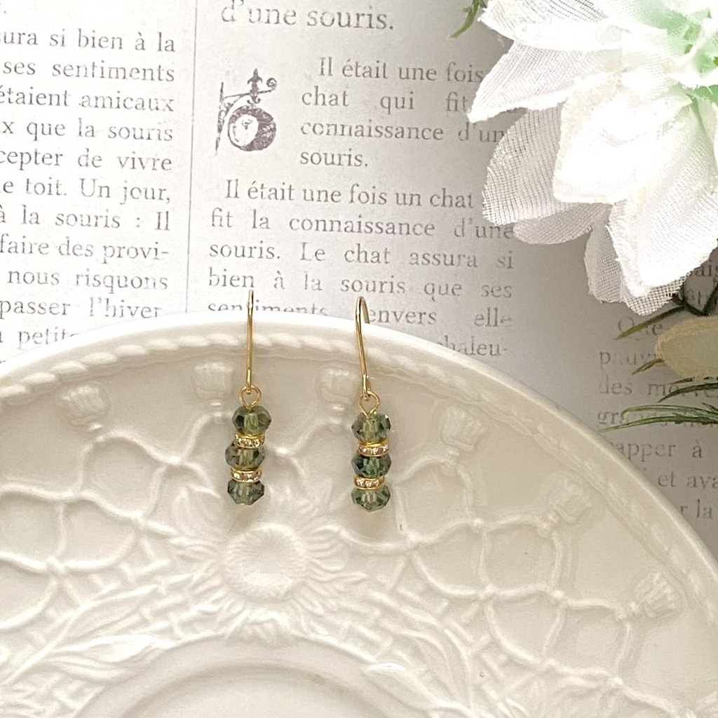 カラークォーツ&ロンデルピアス【pierced ears No.037】Color Quartz Earrings