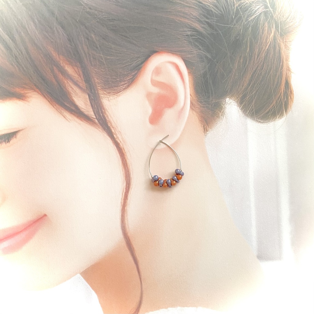 チェコガラスビーズファルファーレピアス【pierced ears No.038】