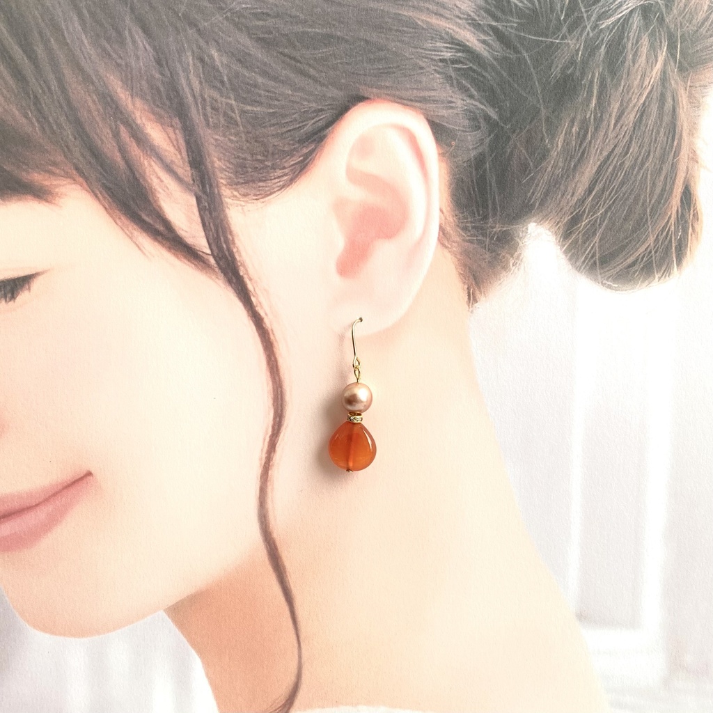 4月27日誕生日石💎カーネリアンピアス【pierced ears No.039】