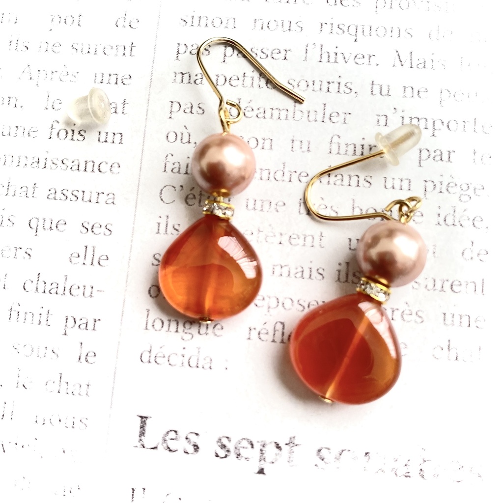 4月27日誕生日石💎カーネリアンピアス【pierced  ears No.039】