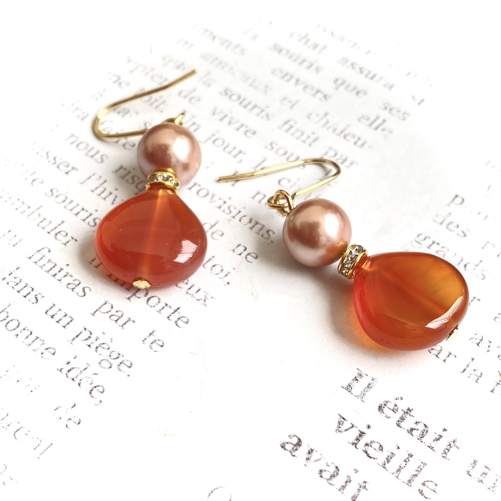 4月27日誕生日石💎カーネリアンピアス【pierced ears No.039】