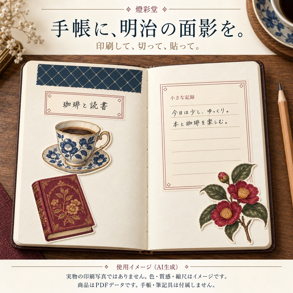 明治の面影|珈琲と文具の紙もの帖|印刷用PDF(A4・全5ページ)