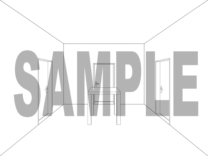 白黒線画手書き背景素材 01