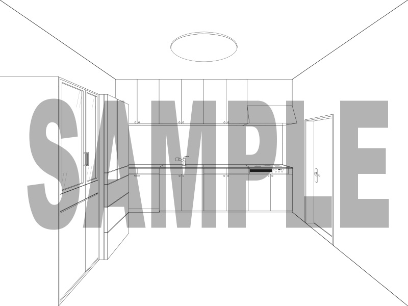 白黒線画手書き背景素材 05