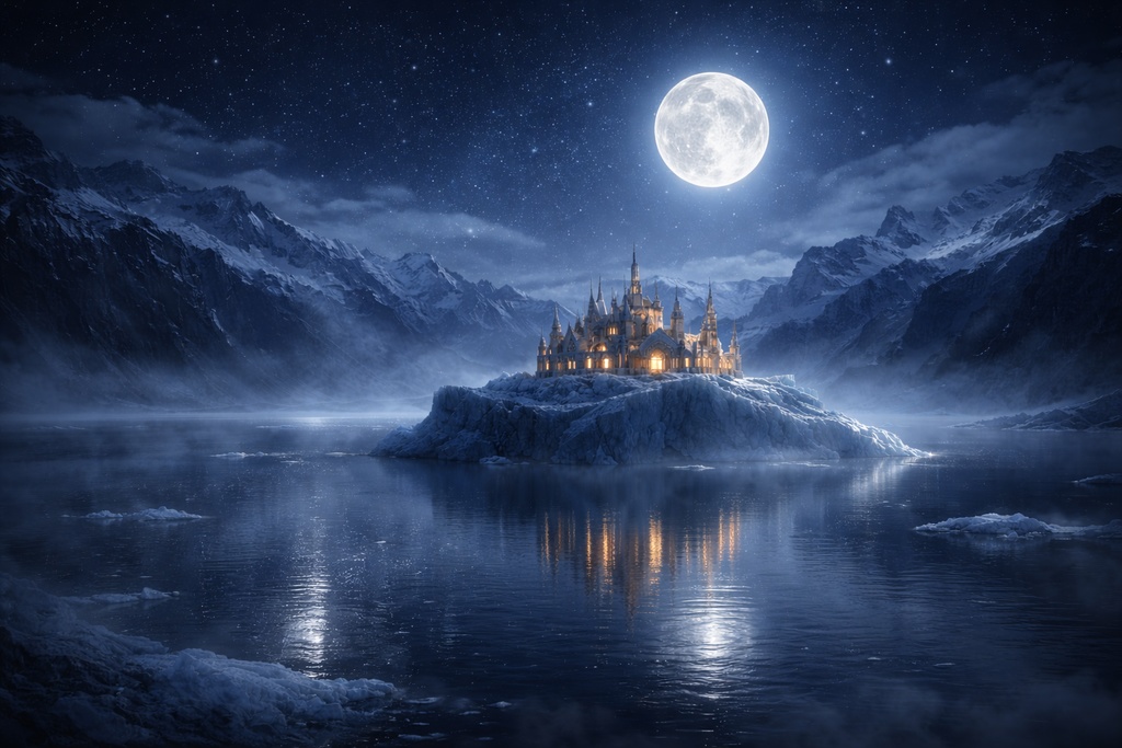 湖に浮かぶ氷の館