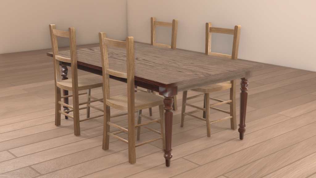 【fbx】ローポリなアンティークチェア・テーブル【UnityPackage】【blend】