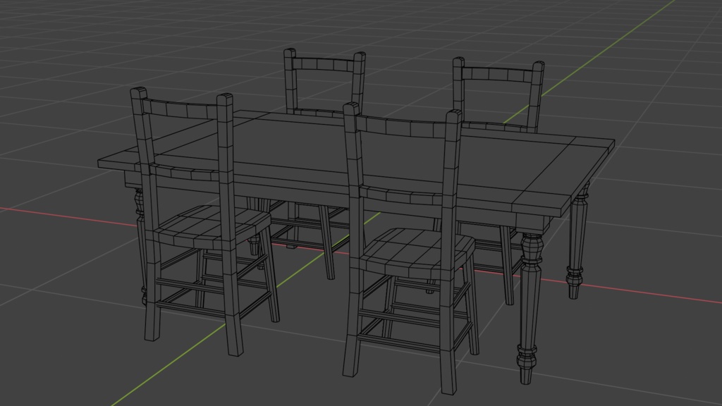 【fbx】ローポリなアンティークチェア・テーブル【UnityPackage】【blend】