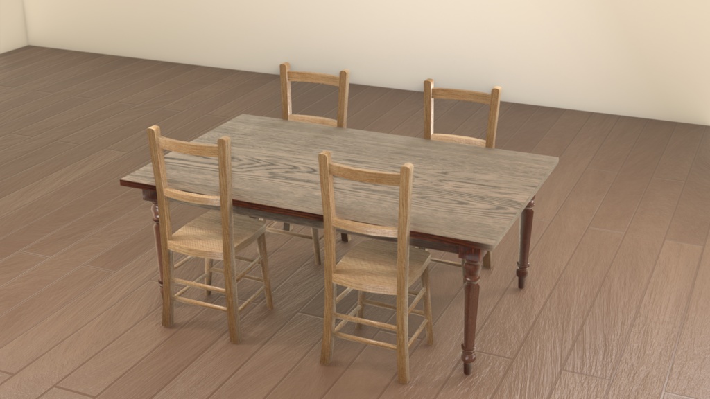 【fbx】ローポリなアンティークチェア・テーブル【UnityPackage】【blend】