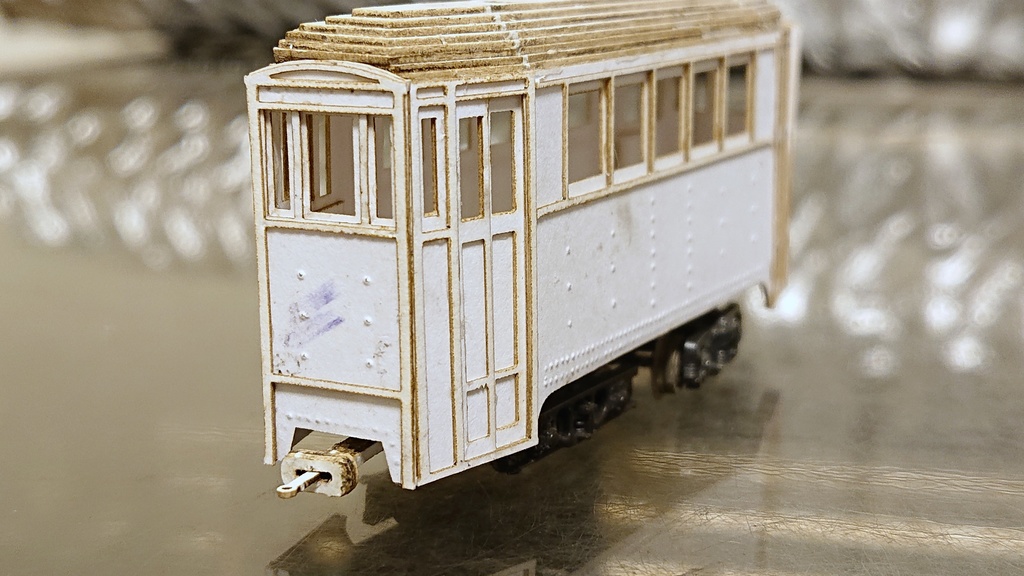 【Nゲージ】花巻電鉄サハ3半鋼製車体ペーパーキット リベット表現治具付き