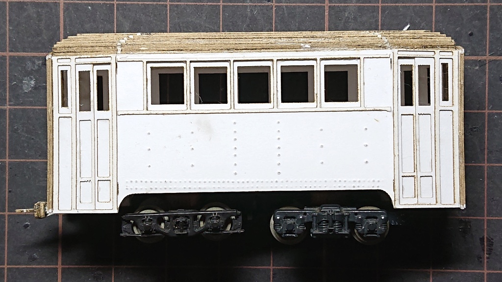 【Nゲージ】花巻電鉄サハ3半鋼製車体ペーパーキット リベット表現治具付き