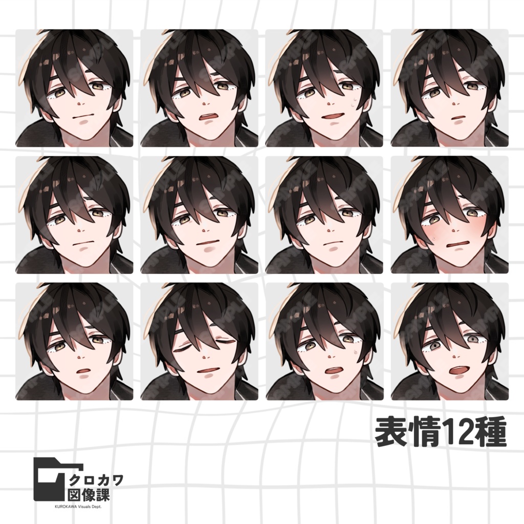 【立ち絵素材】パーカーの青年|表情差分12種