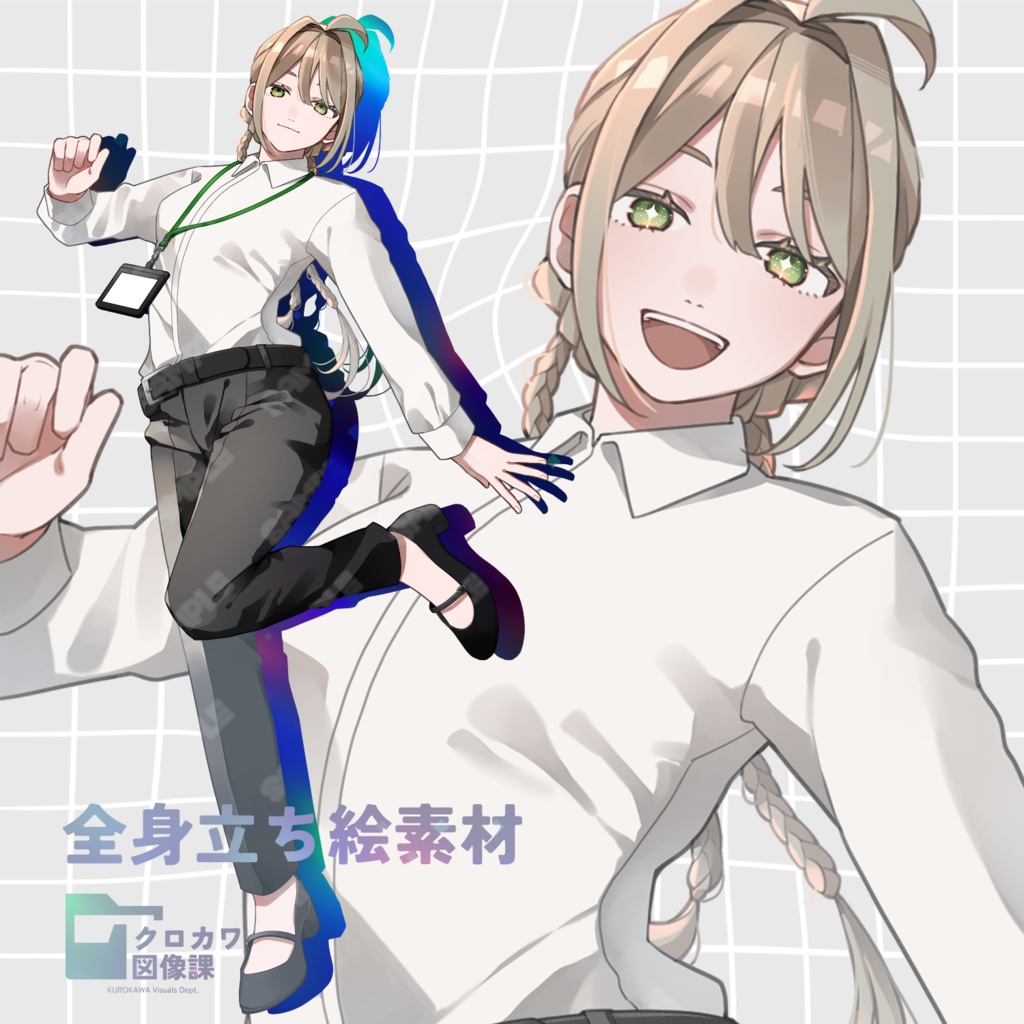 【立ち絵素材】パンツスーツの女性｜表情差分10種