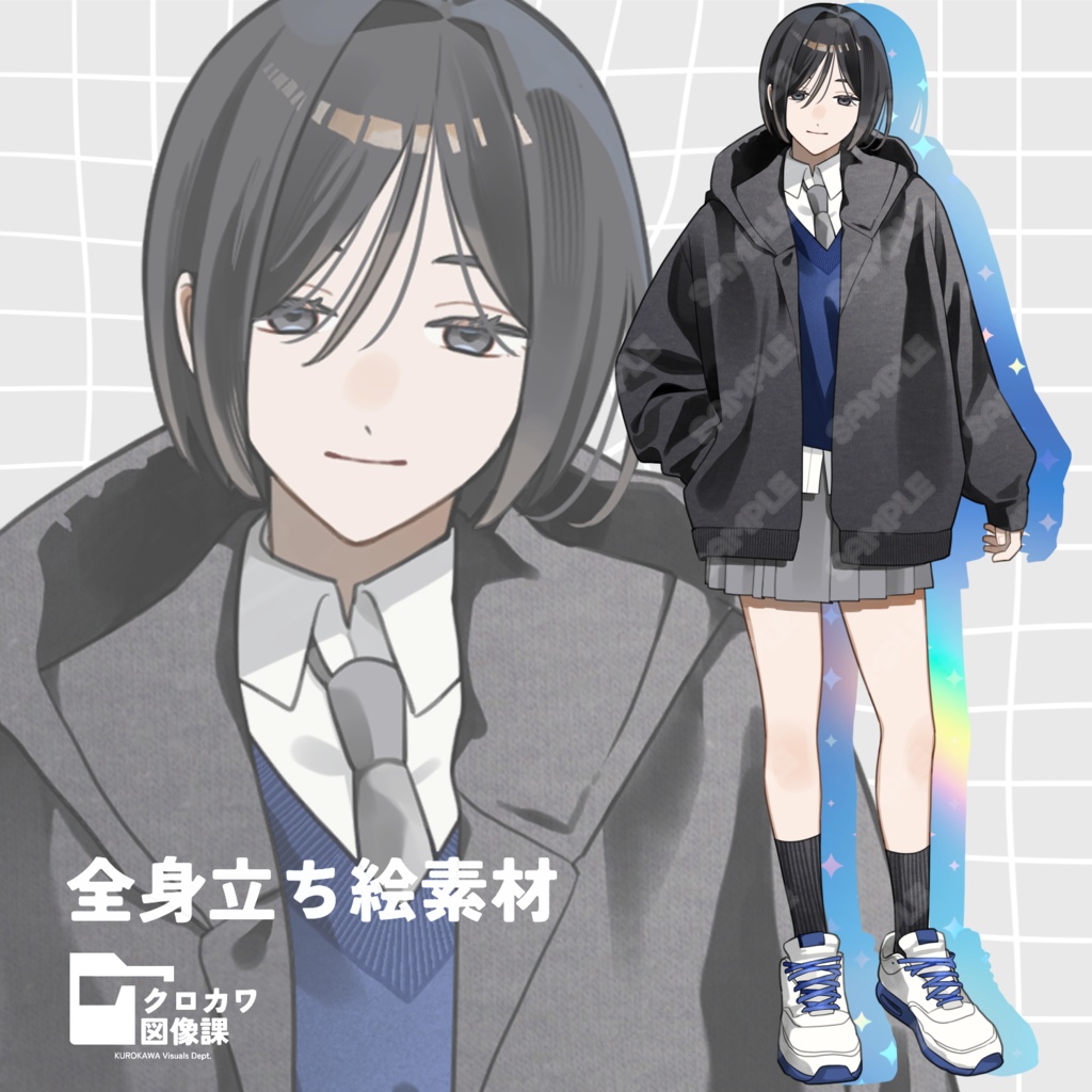 【立ち絵素材】制服の女の子|表情差分10種