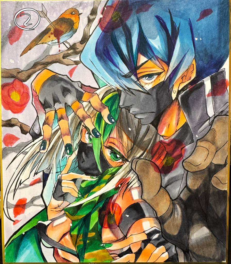 アナログ手描き色紙