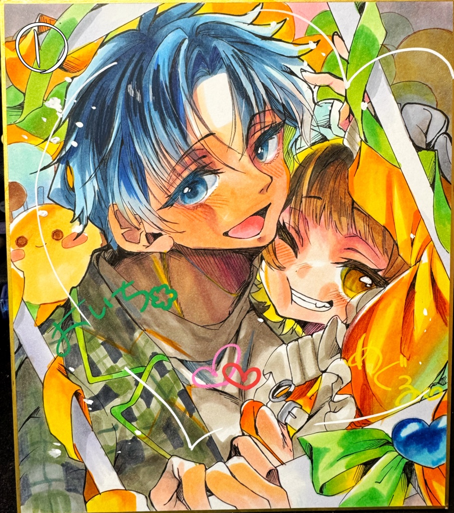 アナログ手描き色紙