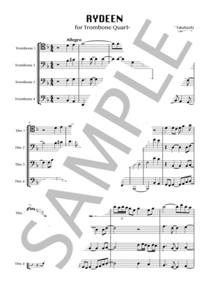 【トロンボーン四重奏】RYDEEN（高橋ユキヒロ）編曲楽譜