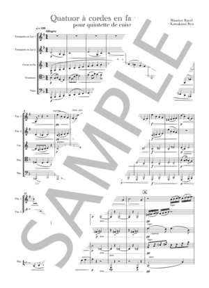 【金管五重奏】弦楽四重奏曲より第１楽章（M.Ravel）編曲楽譜