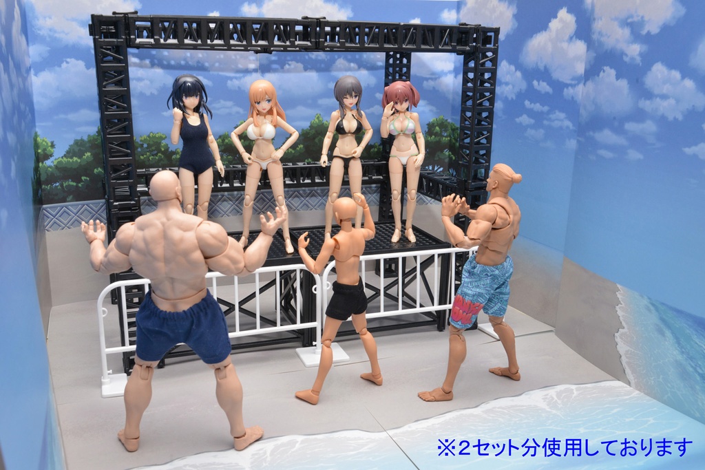 【海辺シリーズ3種セット販売】紙製背景1/12フィギュア用・プレイスルヘヤーシリーズ