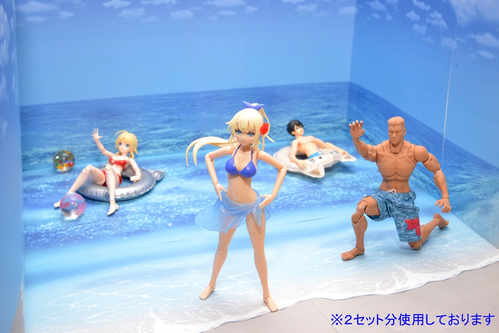 【海辺シリーズ3種セット販売】紙製背景1/12フィギュア用・プレイスルヘヤーシリーズ