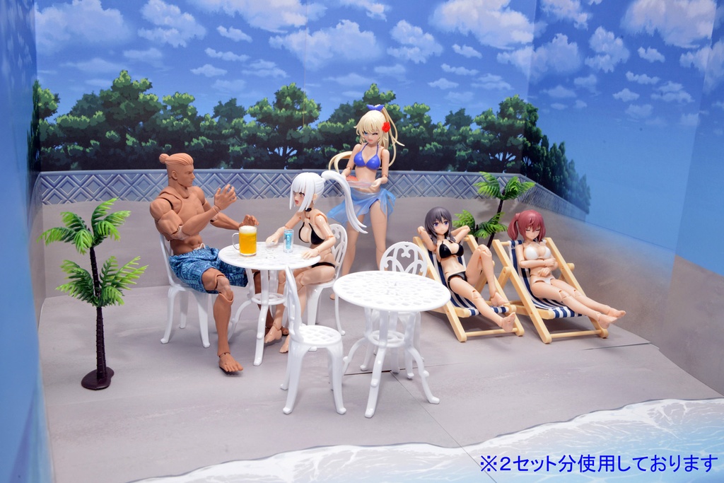 【海辺シリーズ3種セット販売】紙製背景1/12フィギュア用・プレイスルヘヤーシリーズ
