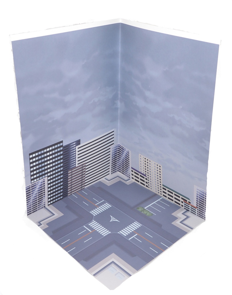 【ビル街】紙製背景1/12フィギュア用・プレイスルヘヤーシリーズ