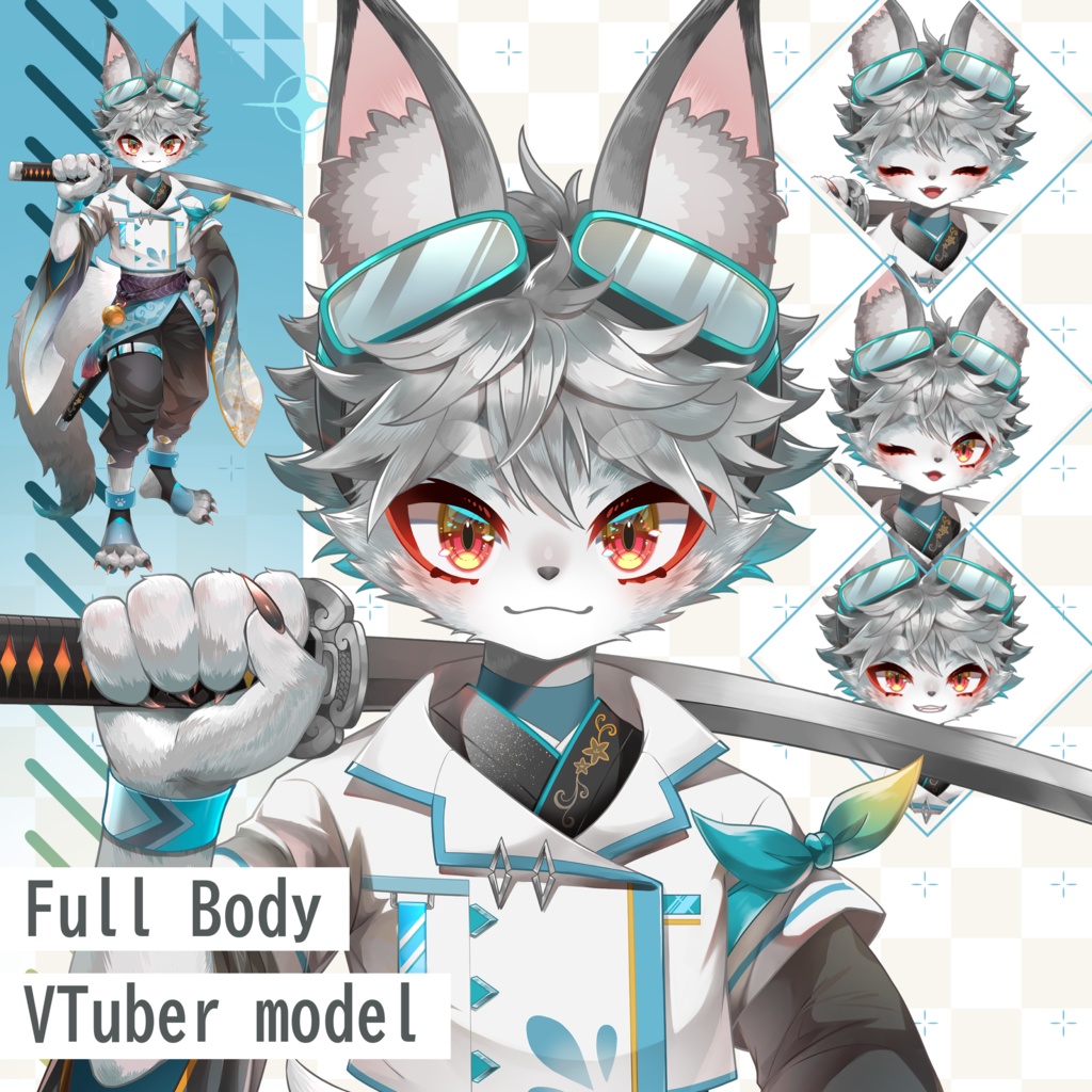 侍狐 SamuraiFox Vtuber Model/Fully rigged and ready to use model